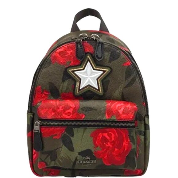 Brand New Coach Camouflage Fairytale Rose w Star Mini Charlie Backpack - Picture 1 of 9